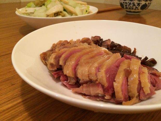 Deboned and sliced cured duck